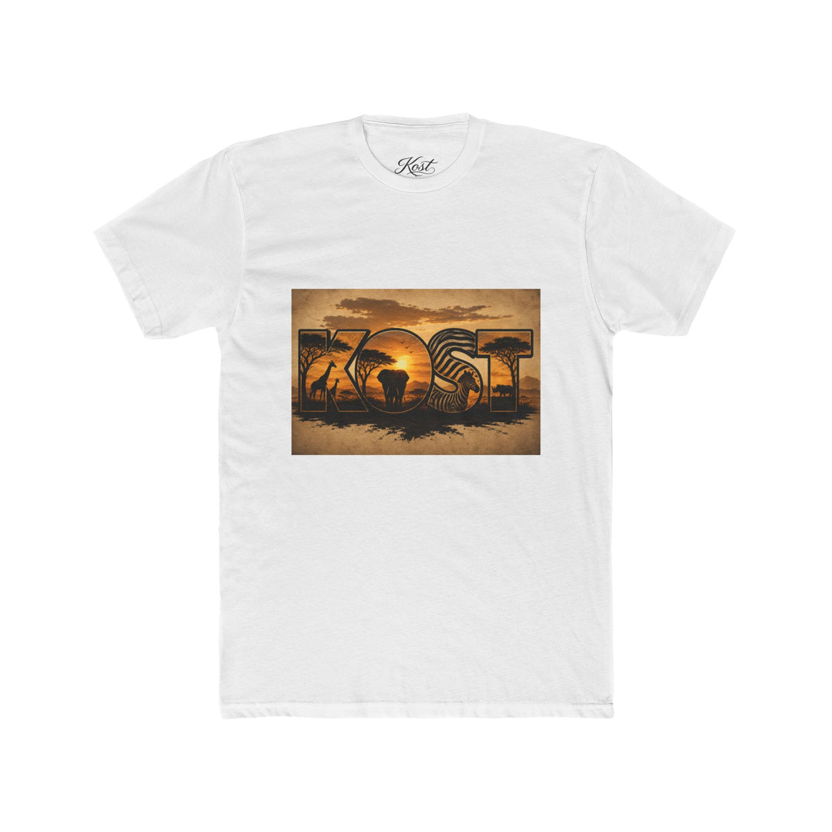 African Safari Sunset T-Shirt - Elephant & Acacia Silhouette Tee