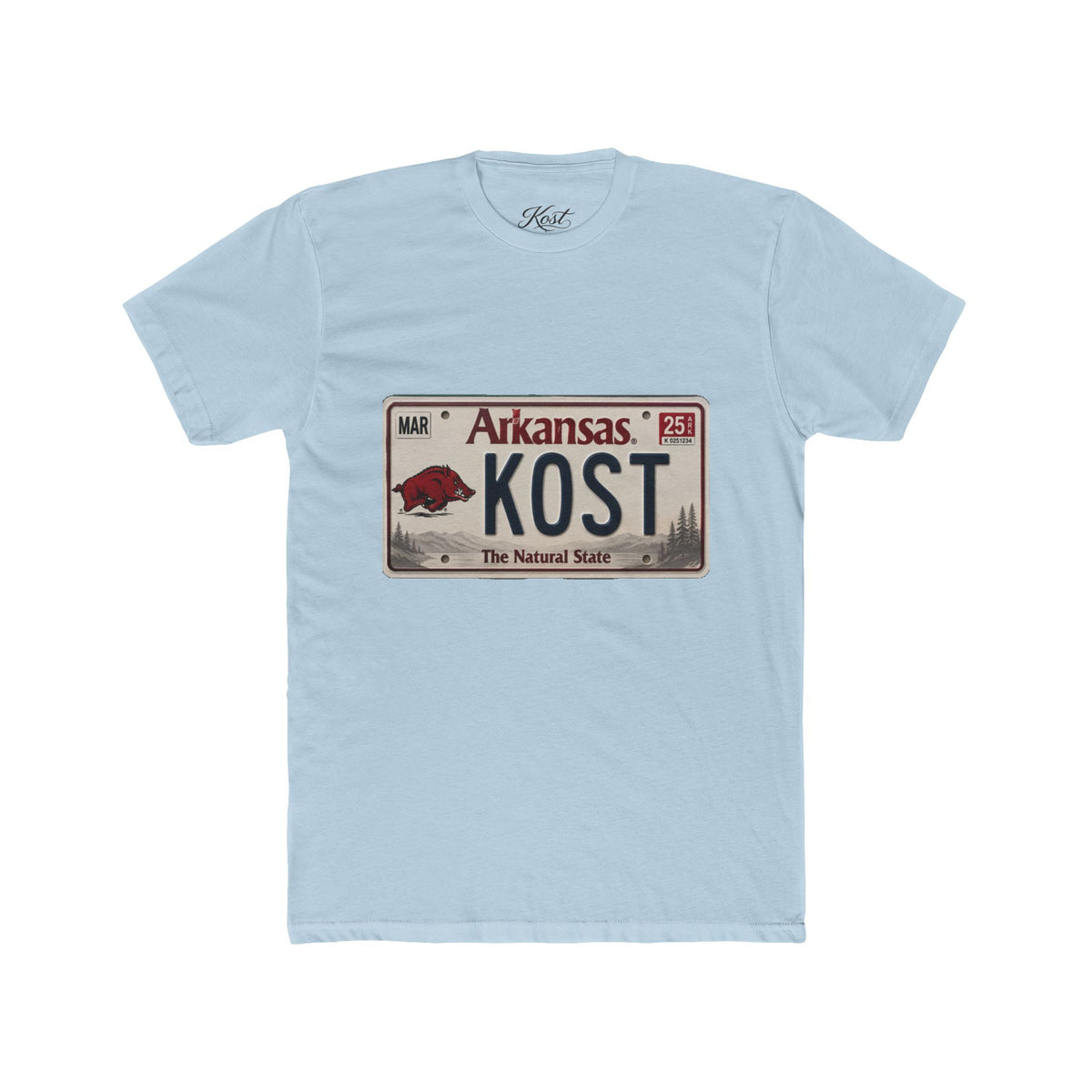 Arkansas License Plate Tee — "KOST" Vintage State Pride T-Shirt