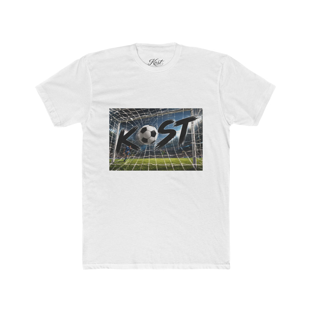 Soccer Goal Graphic Tee — “KOST” Ball in Net Cotton T‑Shirt