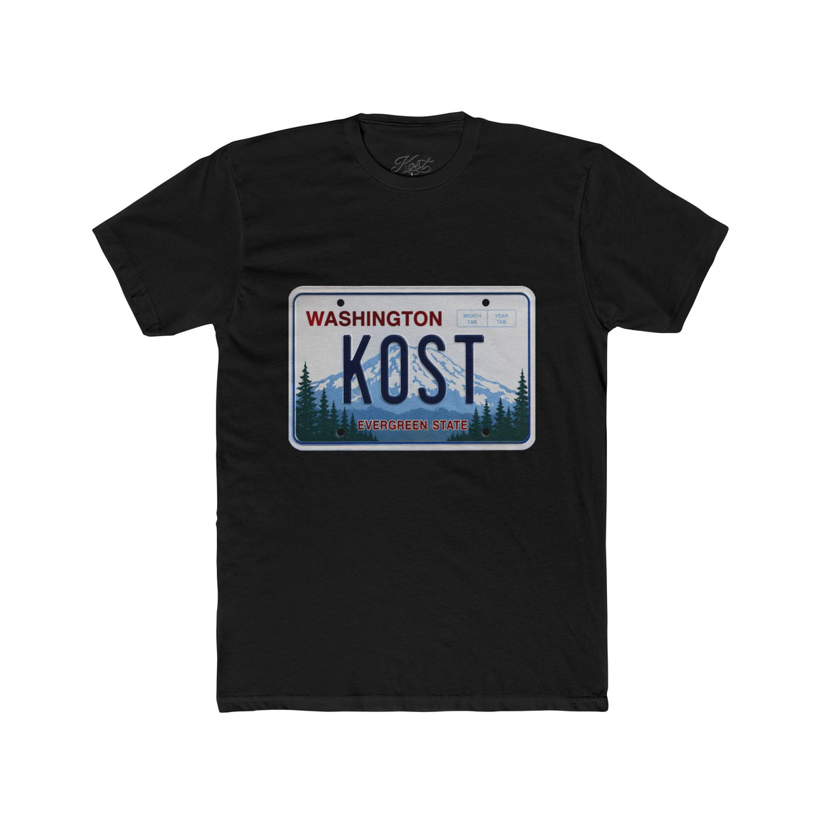 Washington License Plate Tee — 'KOST' Mountain Forest Graphic Shirt