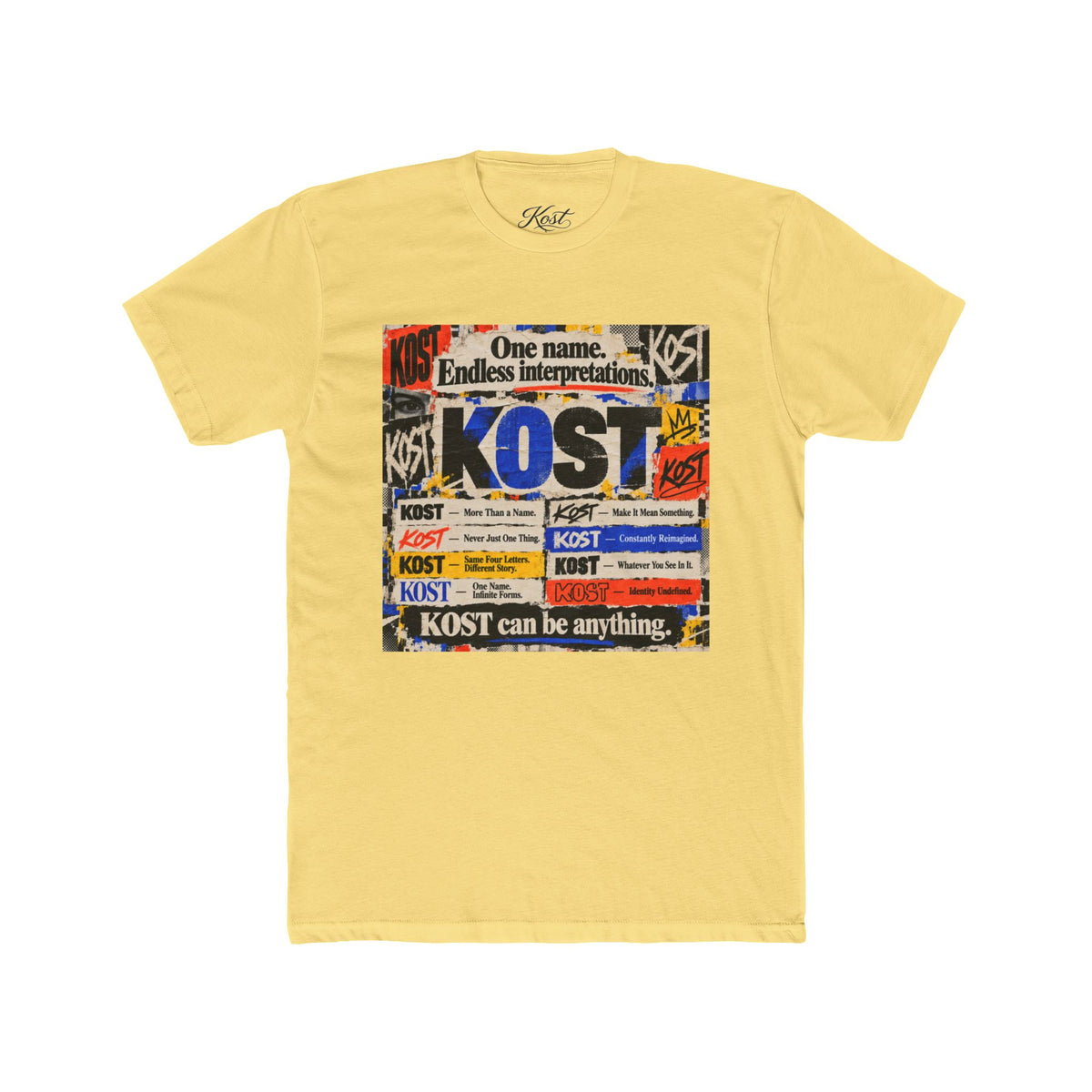 KOST Vintage Patchwork Tee — 'KOST' Collage Graphic Cotton T-Shirt