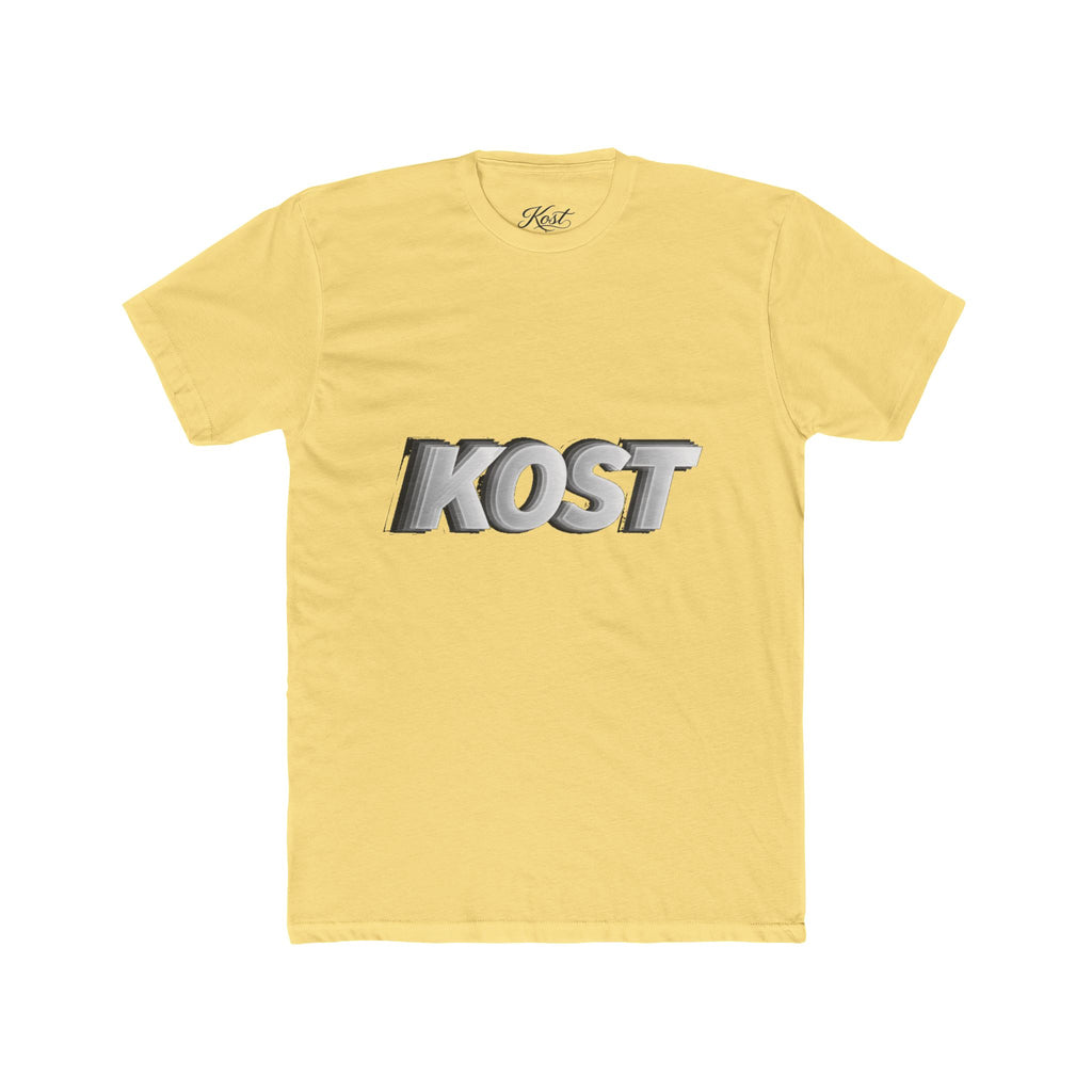 KOST 3D Metallic Logo Tee — White Graphic Crewneck T-Shirt