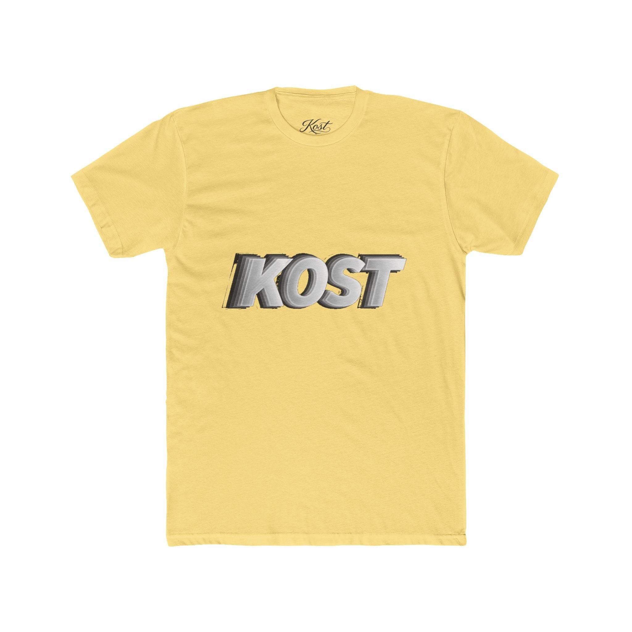 KOST 3D Metallic Logo Tee — White Graphic Crewneck T-Shirt
