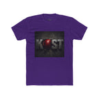 KOST Logo T-Shirt — Distressed Metallic Text with Red Orb Graphic