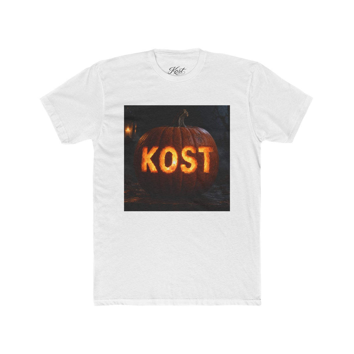Pumpkin Carved 'KOST' Tee — Halloween Jack-O'-Lantern T-Shirt
