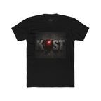 KOST Logo T-Shirt — Distressed Metallic Text with Red Orb Graphic