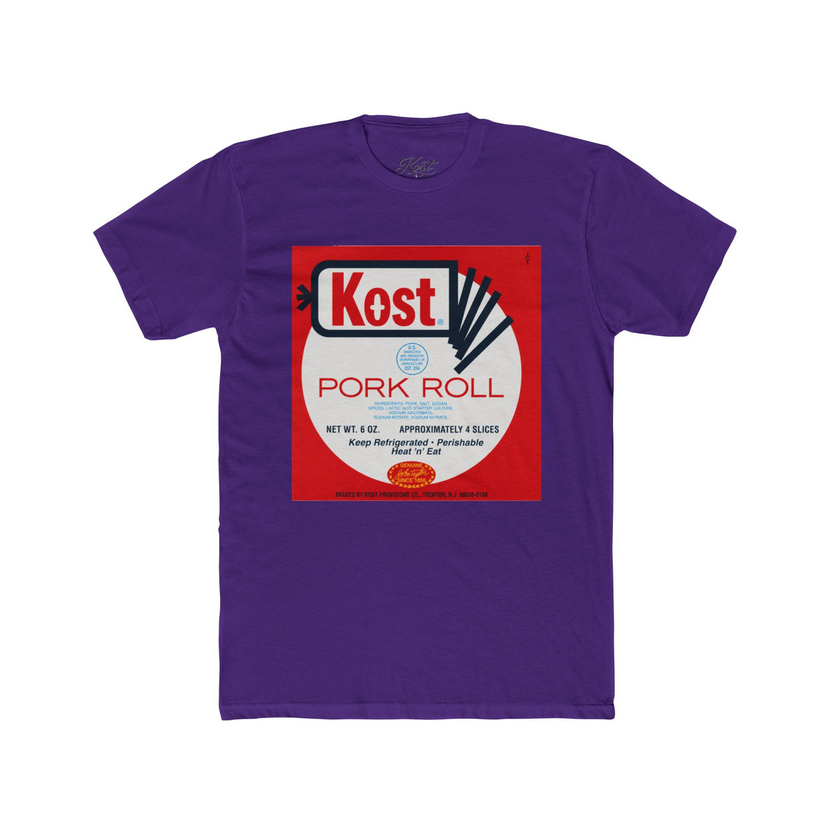 Pork Roll Graphic Tee — Retro 'Kost' Label Vintage Food Shirt