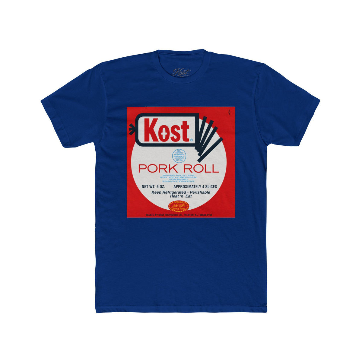 Pork Roll Graphic Tee — Retro 'Kost' Label Vintage Food Shirt