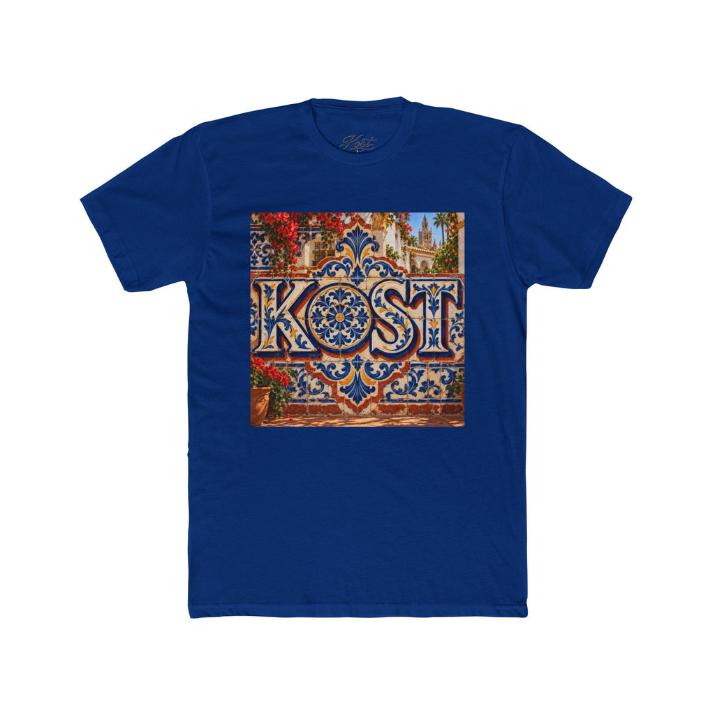 Ornate Blue and Red Tile Pattern T-Shirt