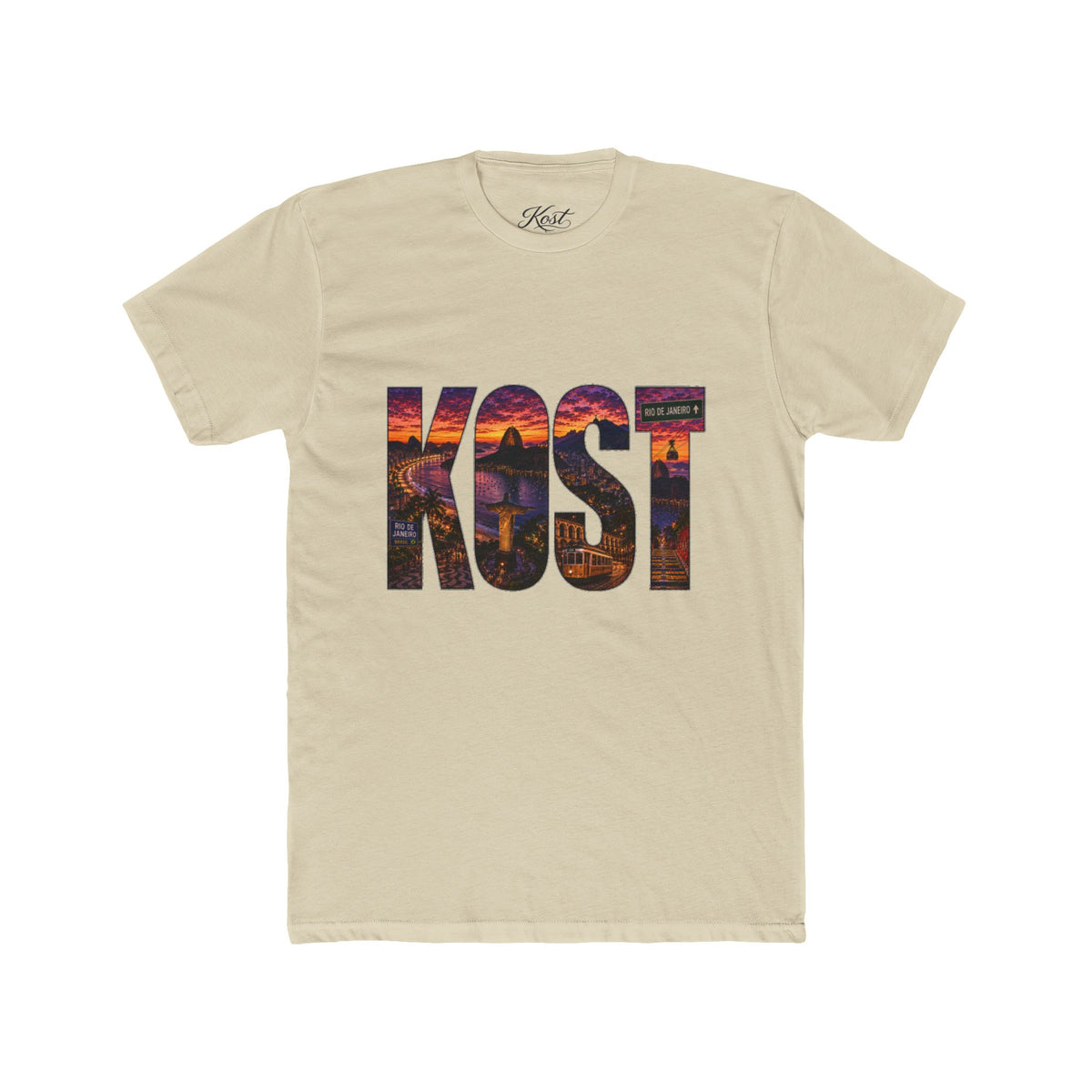 KOST Sunset Graphic Tee — Bold City Name Lettering T-Shirt