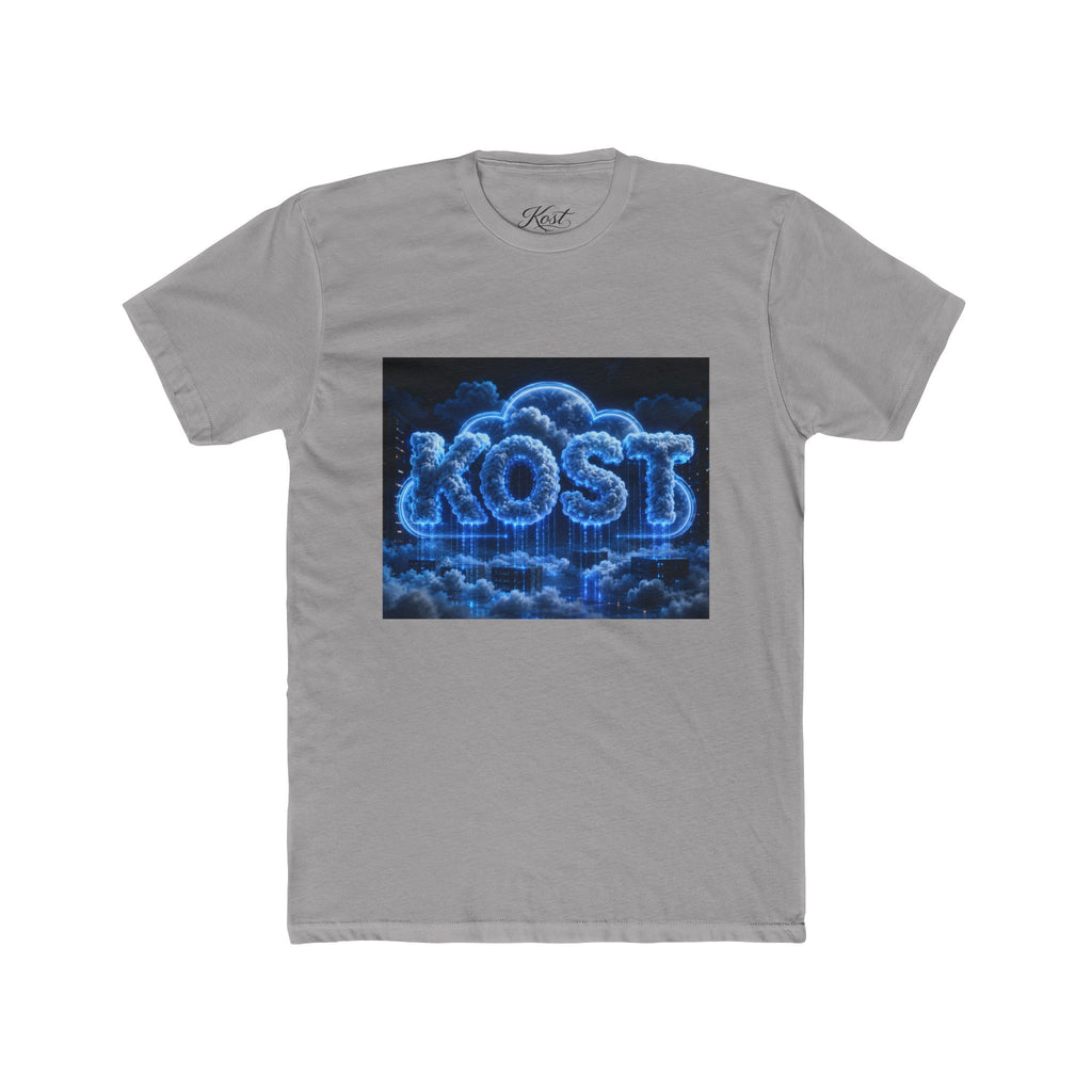 Cloud Glow T‑Shirt — 'KOST' Neon Blue Cloud Graphic Tee