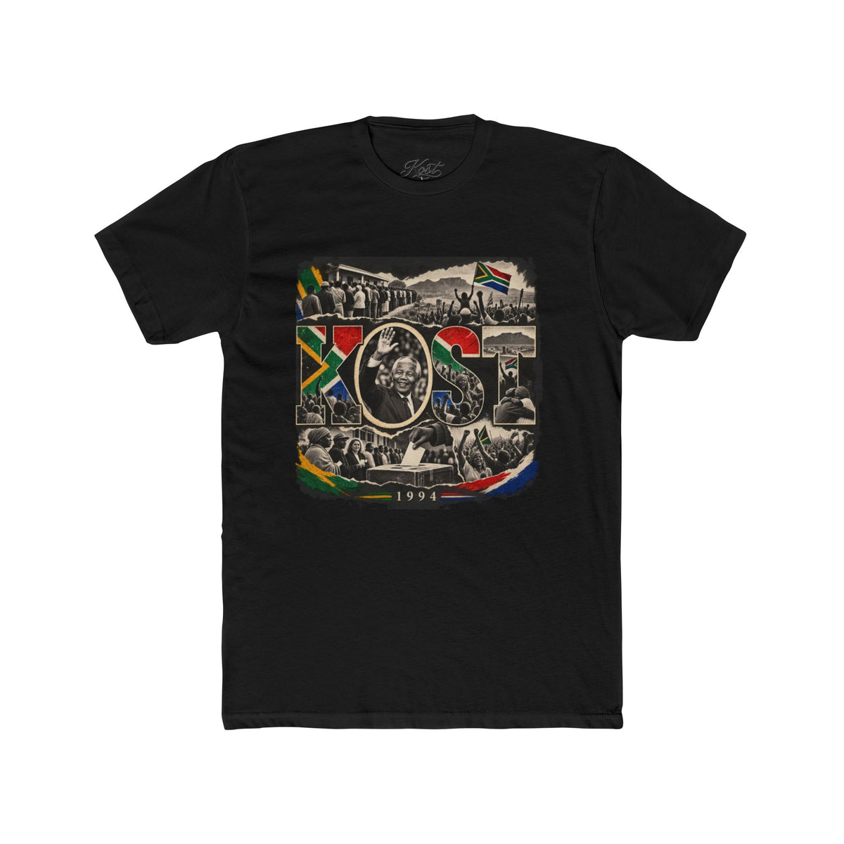 Vintage South Africa Collage Tee – Nelson Mandela & Heritage Flag Graphic