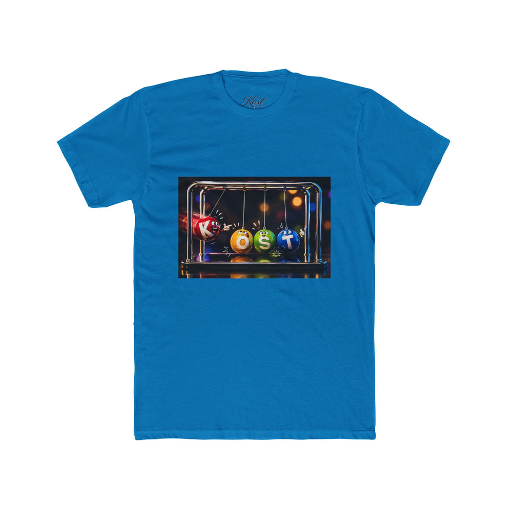 Newton's Cradle Kinetic Art Tee — 'Kest' Logo Graphic Cotton Shirt