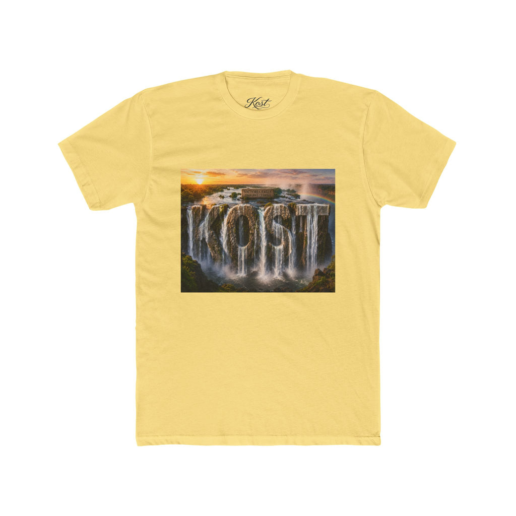 Coast Waterfall Graphic Tee — Scenic Sunset Nature T-Shirt