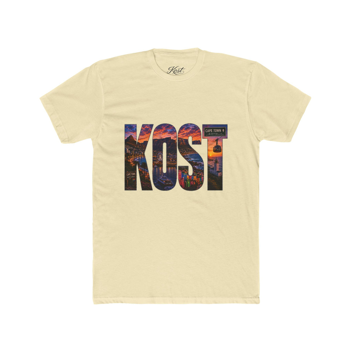KOST Cityscape Tee — Sunset Photo Lettering Graphic T‑Shirt
