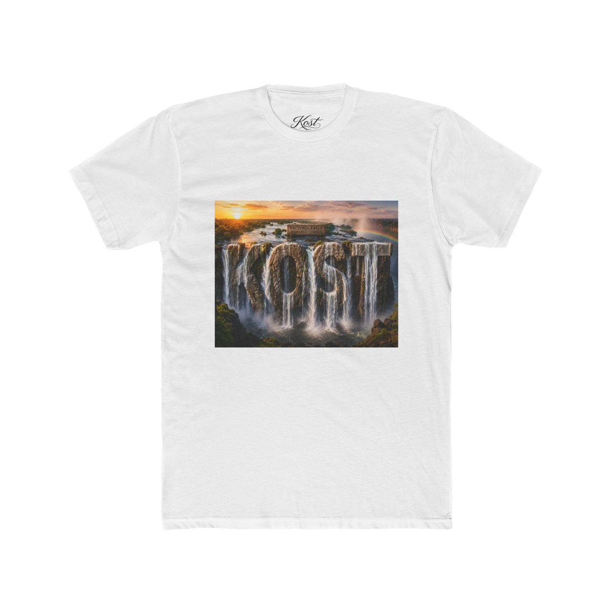 Coast Waterfall Graphic Tee — Scenic Sunset Nature T-Shirt