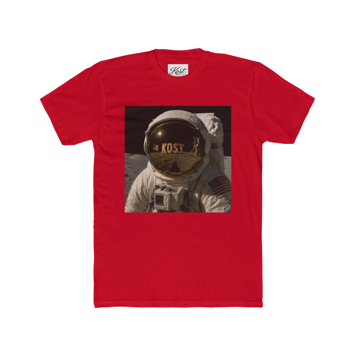 Astronaut Helmet Tee — 'KOST' Reflective Space Graphic T‑Shirt