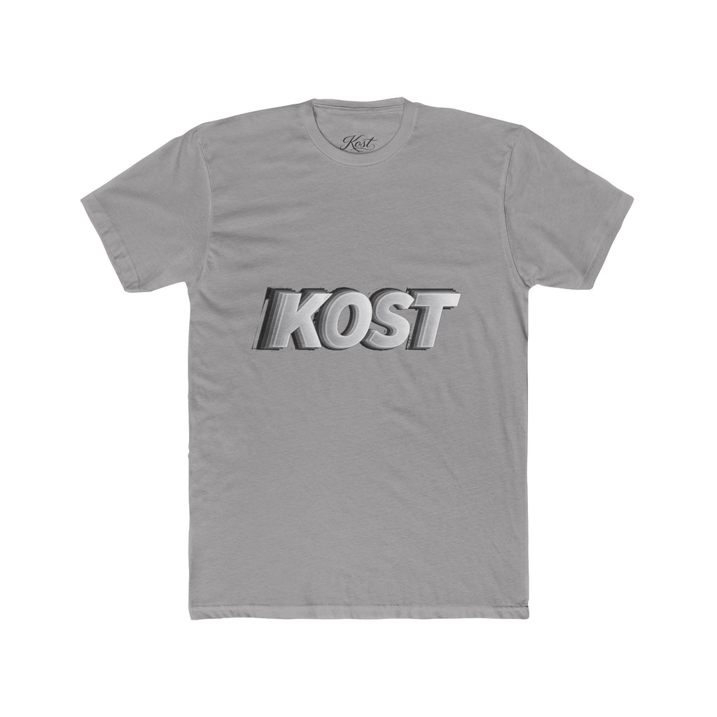 KOST 3D Metallic Logo Tee — White Graphic Crewneck T-Shirt