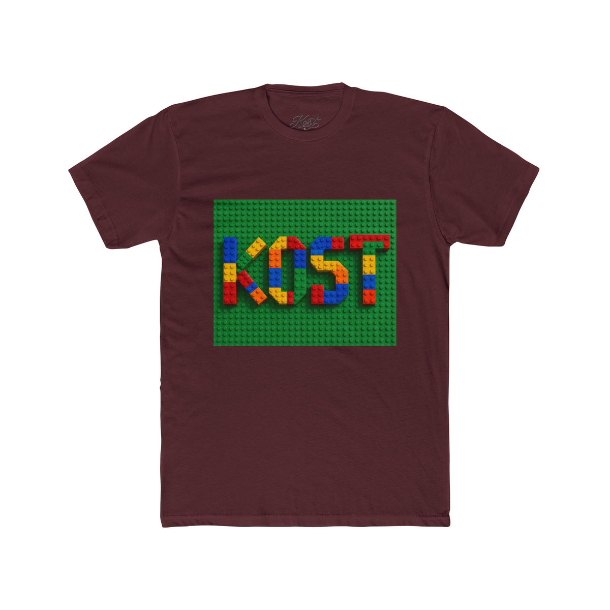 Kids Block Name Tee — Colorful Building Brick 'KOST' Graphic Shirt