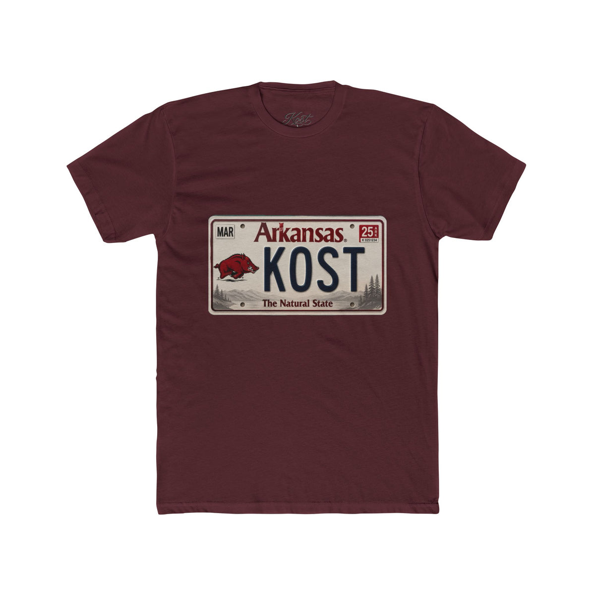 Arkansas License Plate Tee — "KOST" Vintage State Pride T-Shirt
