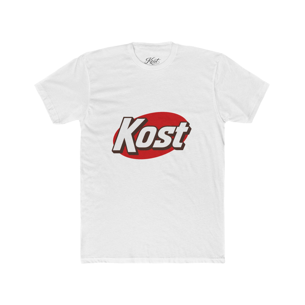 Kost Logo Tee — Retro Red Oval Graphic Cotton T‑Shirt