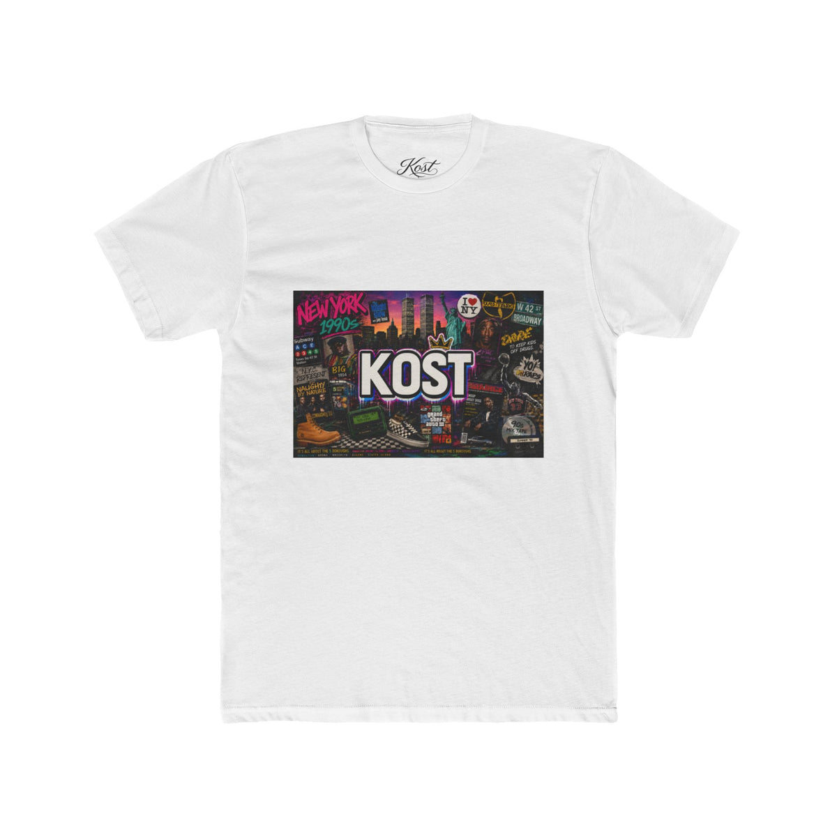 KOST Retro Cityscape Tee — New York Neon Graphic Crew Shirt