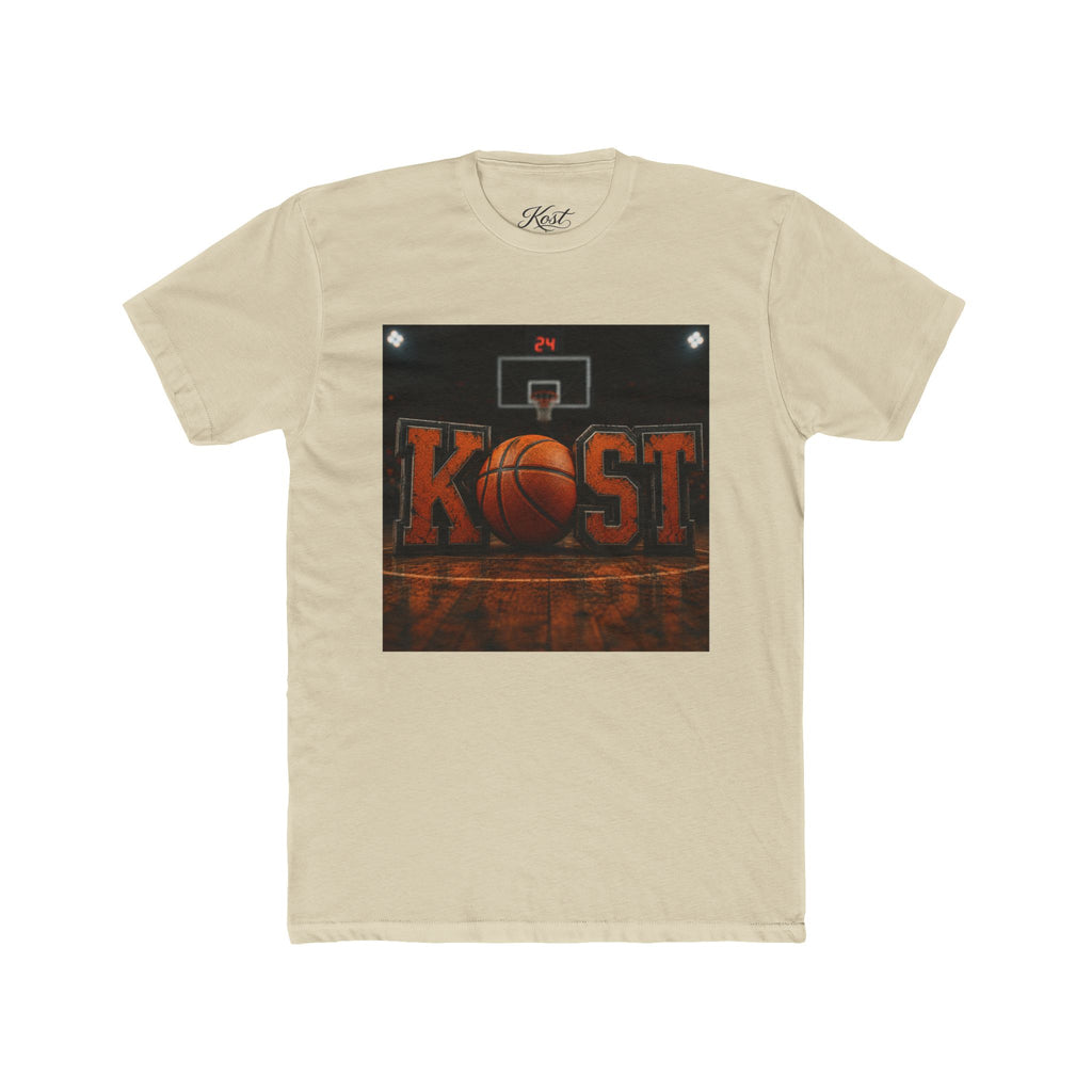 Basketball Court Graphic Tee — 'KOST' Logo with Basketball
