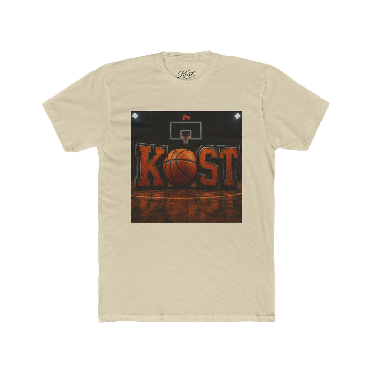 Basketball Court Graphic Tee — 'KOST' Logo with Basketball