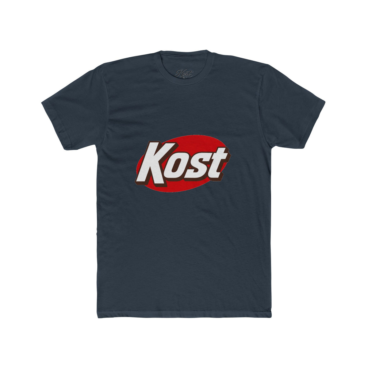 Kost Logo Tee — Retro Red Oval Graphic Cotton T‑Shirt