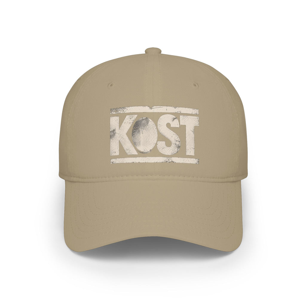 KOST Vintage Logo Baseball Cap — Distressed Red Low Profile Hat
