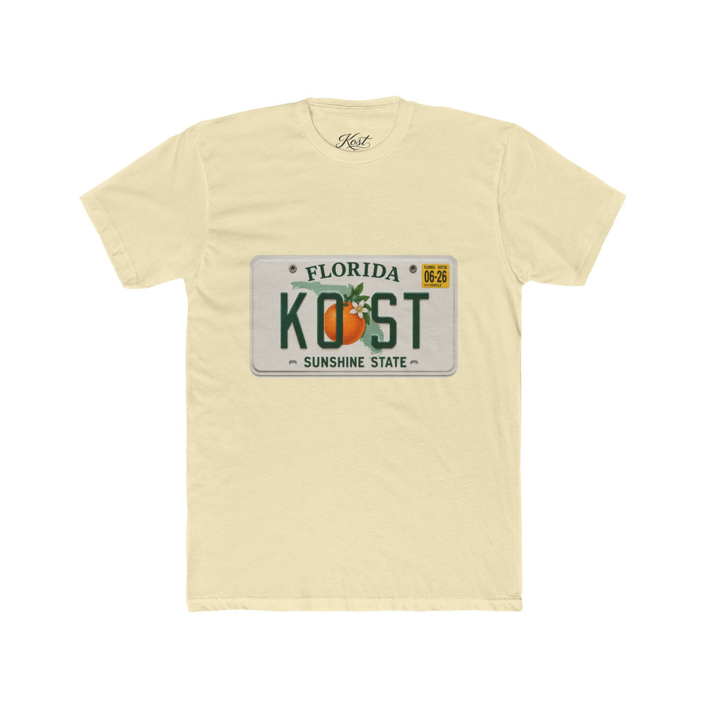 Florida License Plate Tee - 'KOST' Sunshine State Orange Design