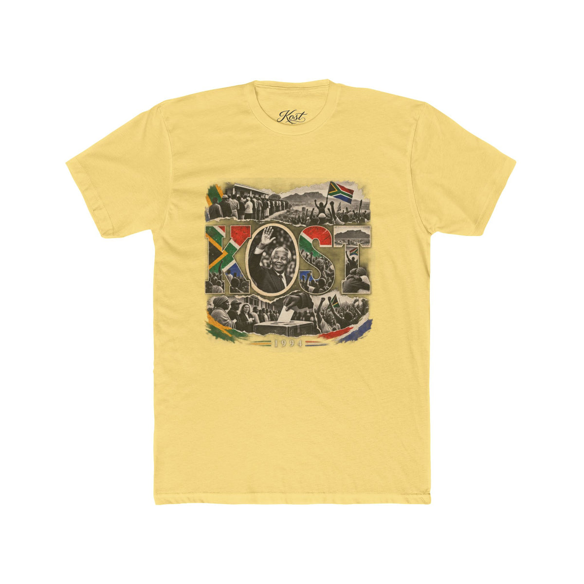 Vintage South Africa Collage Tee – Nelson Mandela & Heritage Flag Graphic
