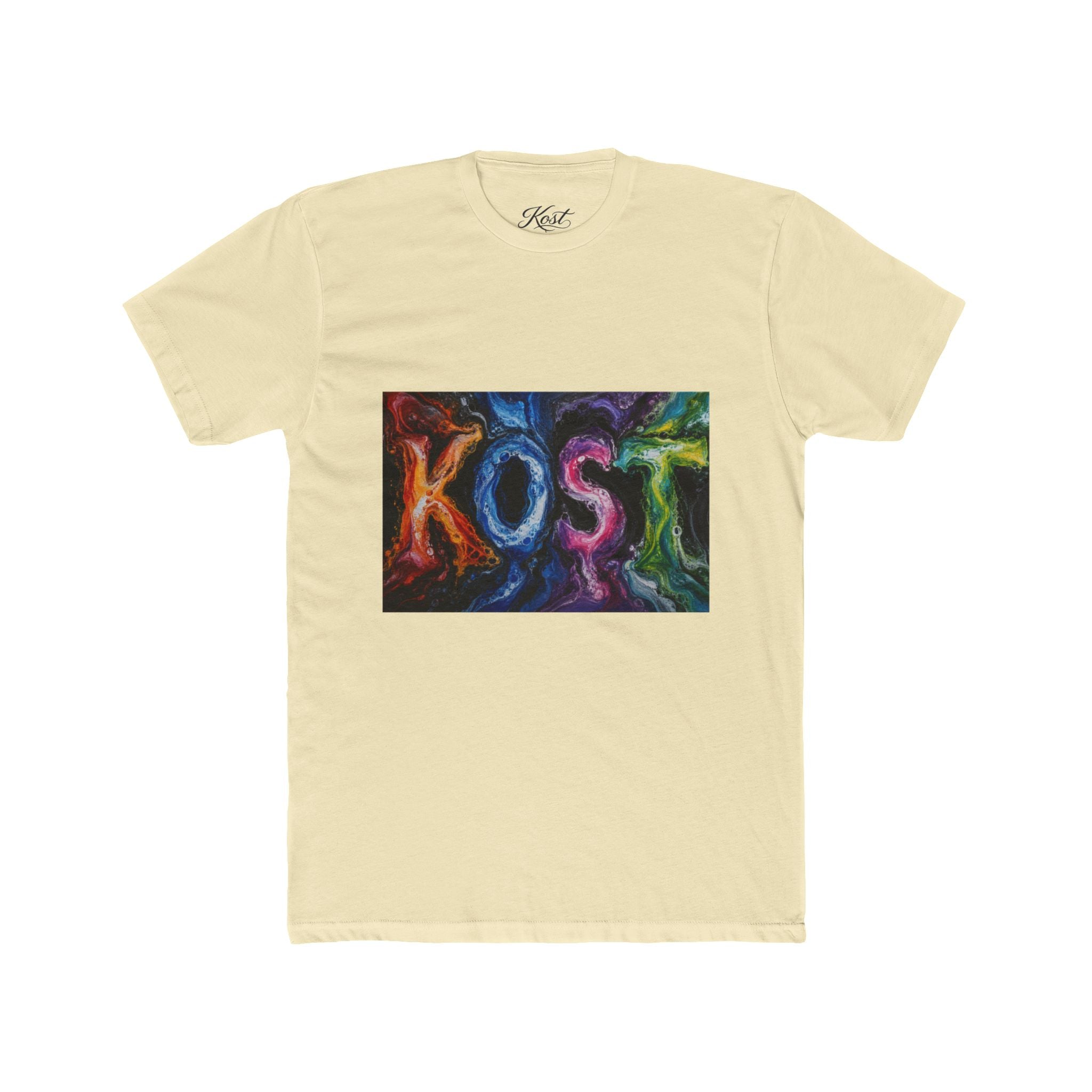 KOST Colorful Smoke Graphic Tee — Vibrant Abstract Lettering T-Shirt