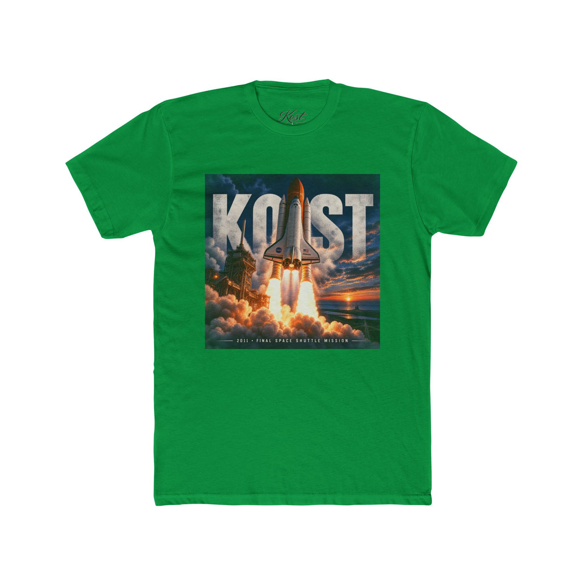 Space Shuttle Launch Graphic Tee — 'KOST' Retro Rocket Crew Shirt