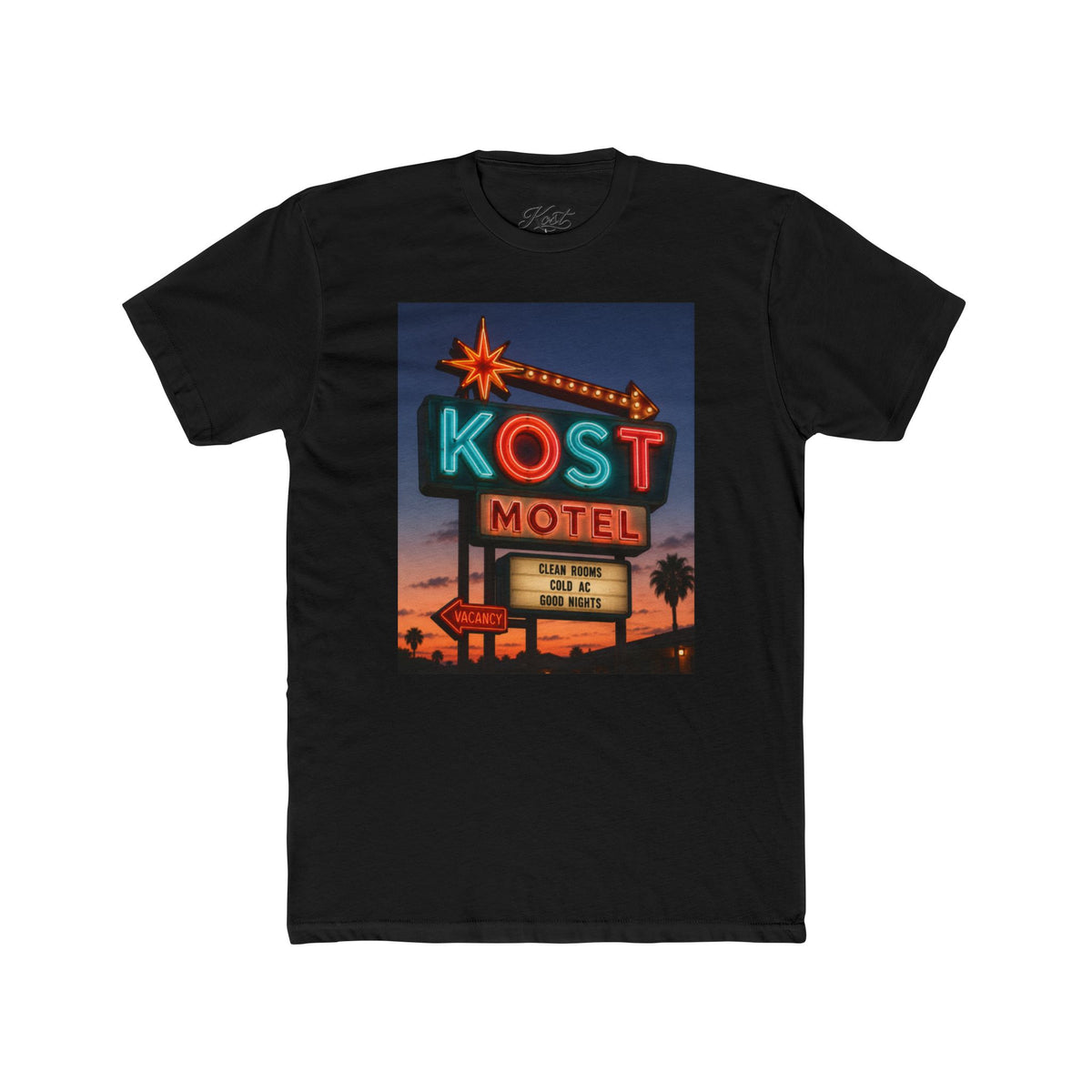 KOST Motel Retro Neon Sign Cotton T-Shirt