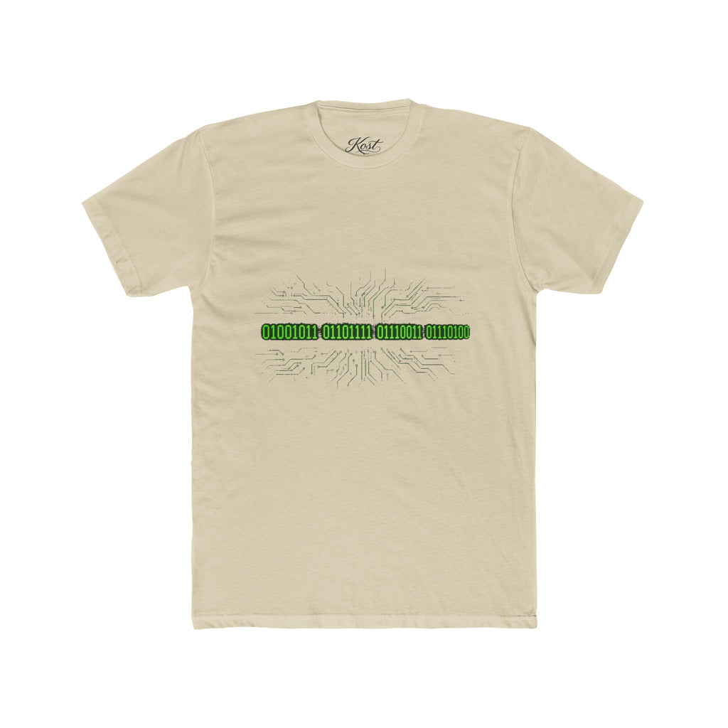 White Crew Tee — Minimal Green Stripe Graphic Tee