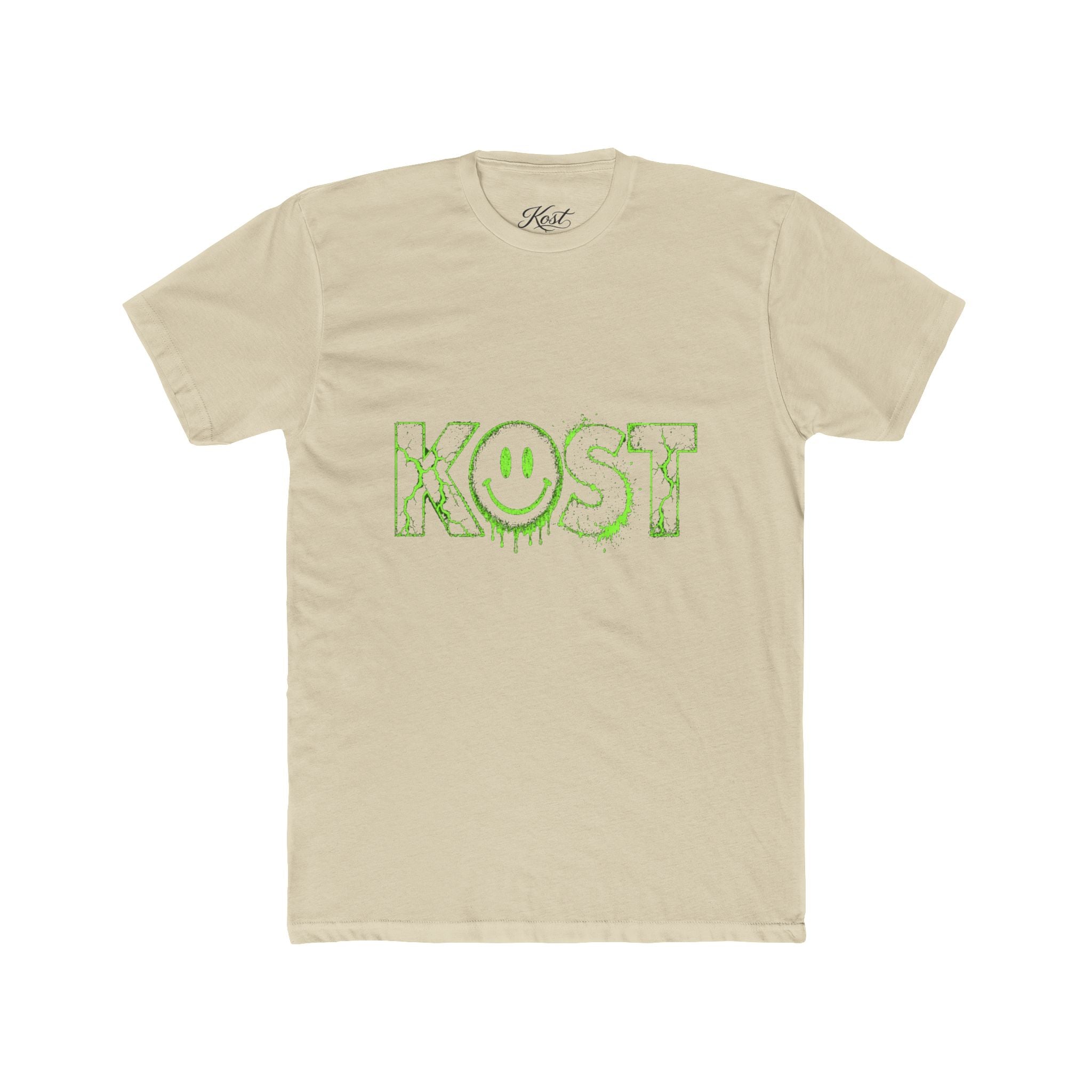 KOST Smiley Graphic Tee — Neon Green Drip Logo Cotton T-Shirt