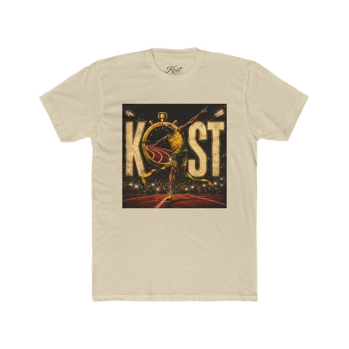KOST Track Runner Graphic Tee — 'KOST' Stopwatch Running Design