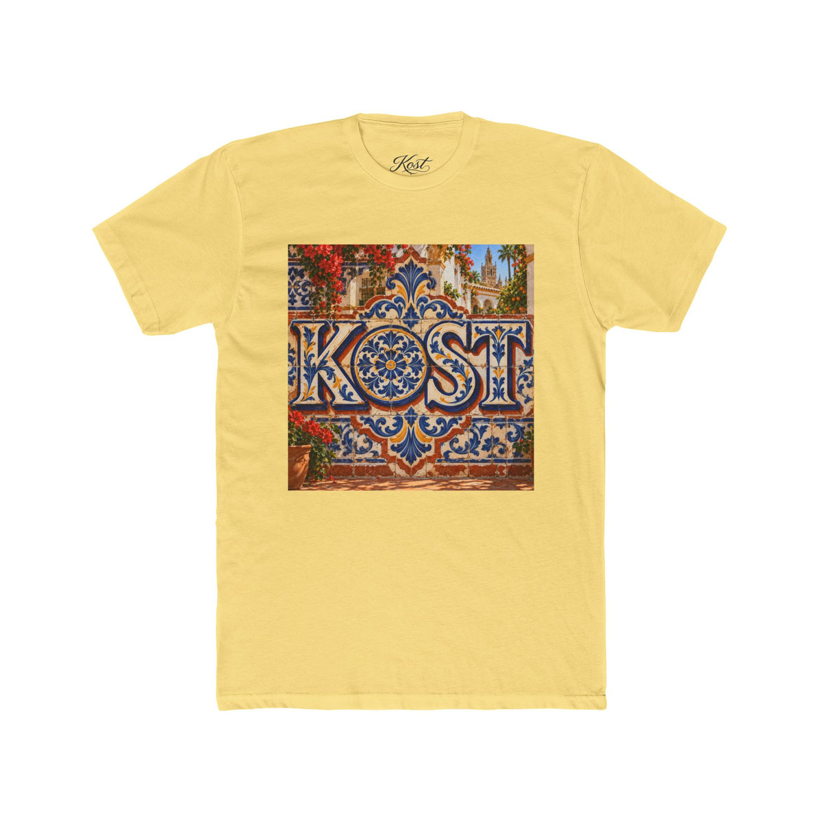 Ornate Blue and Red Tile Pattern T-Shirt