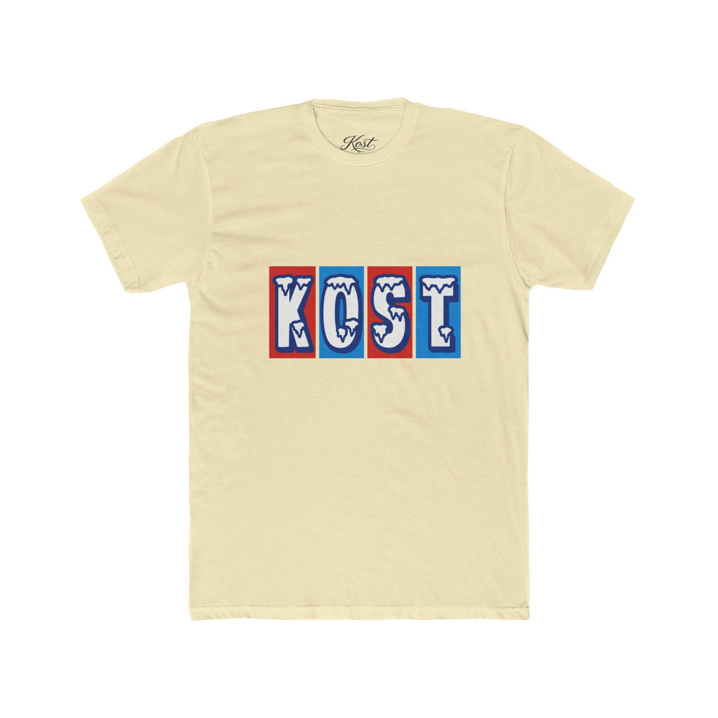Kost Retro Block Letter Tee — Vintage Red & Blue Graphic T-Shirt