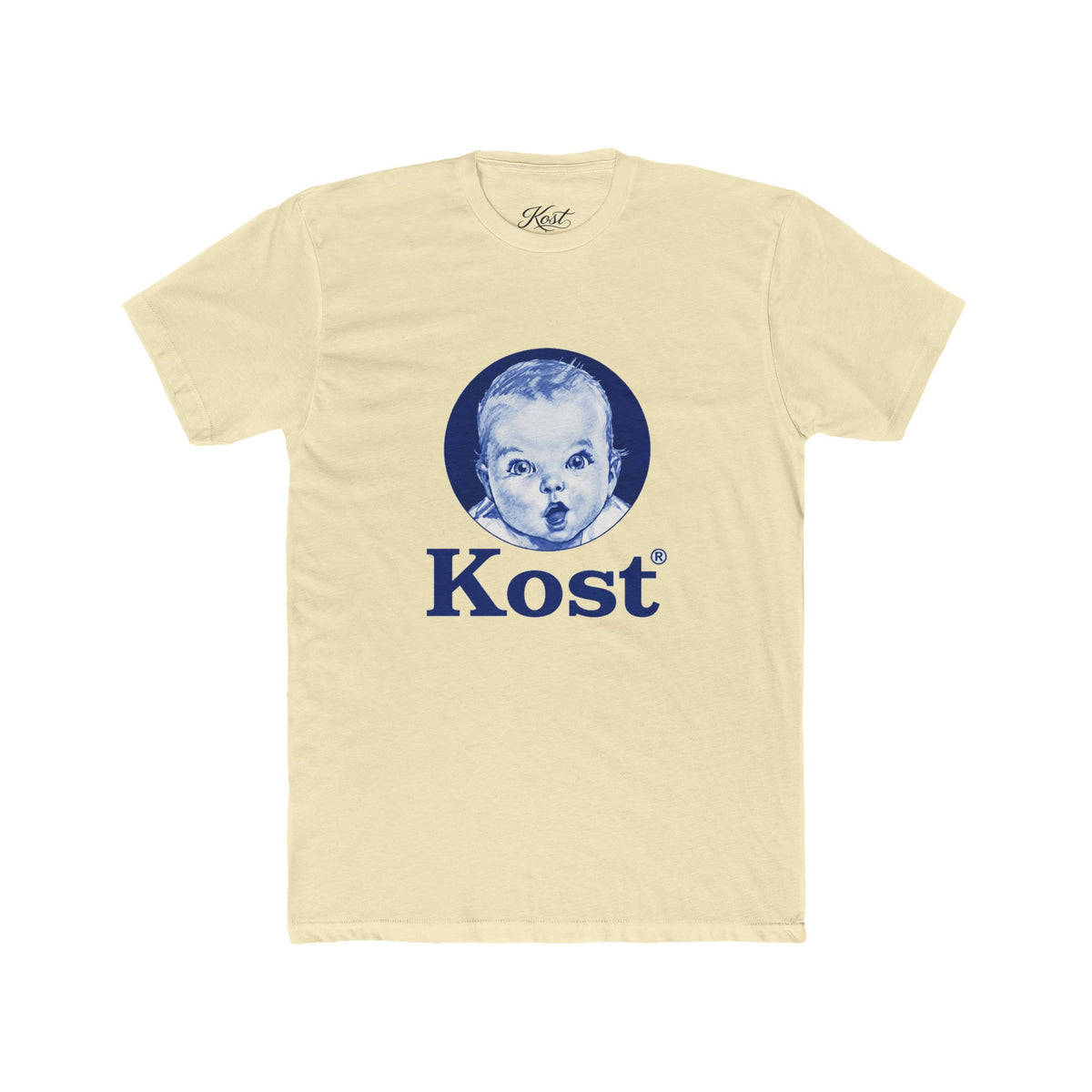 Retro Baby Face Tee — "Kost" Vintage Logo Cotton T-Shirt
