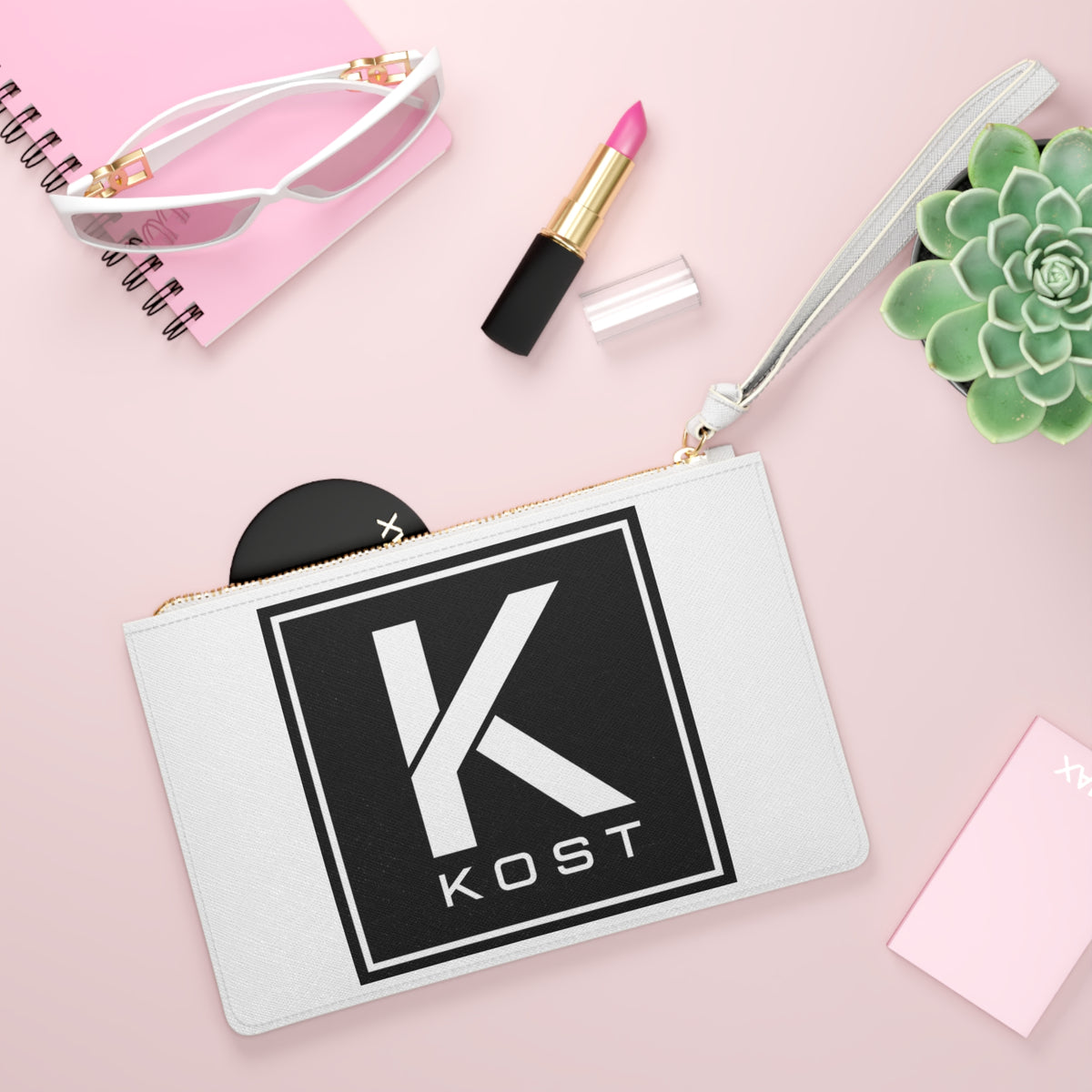 Kost Logo White Clutch Bag