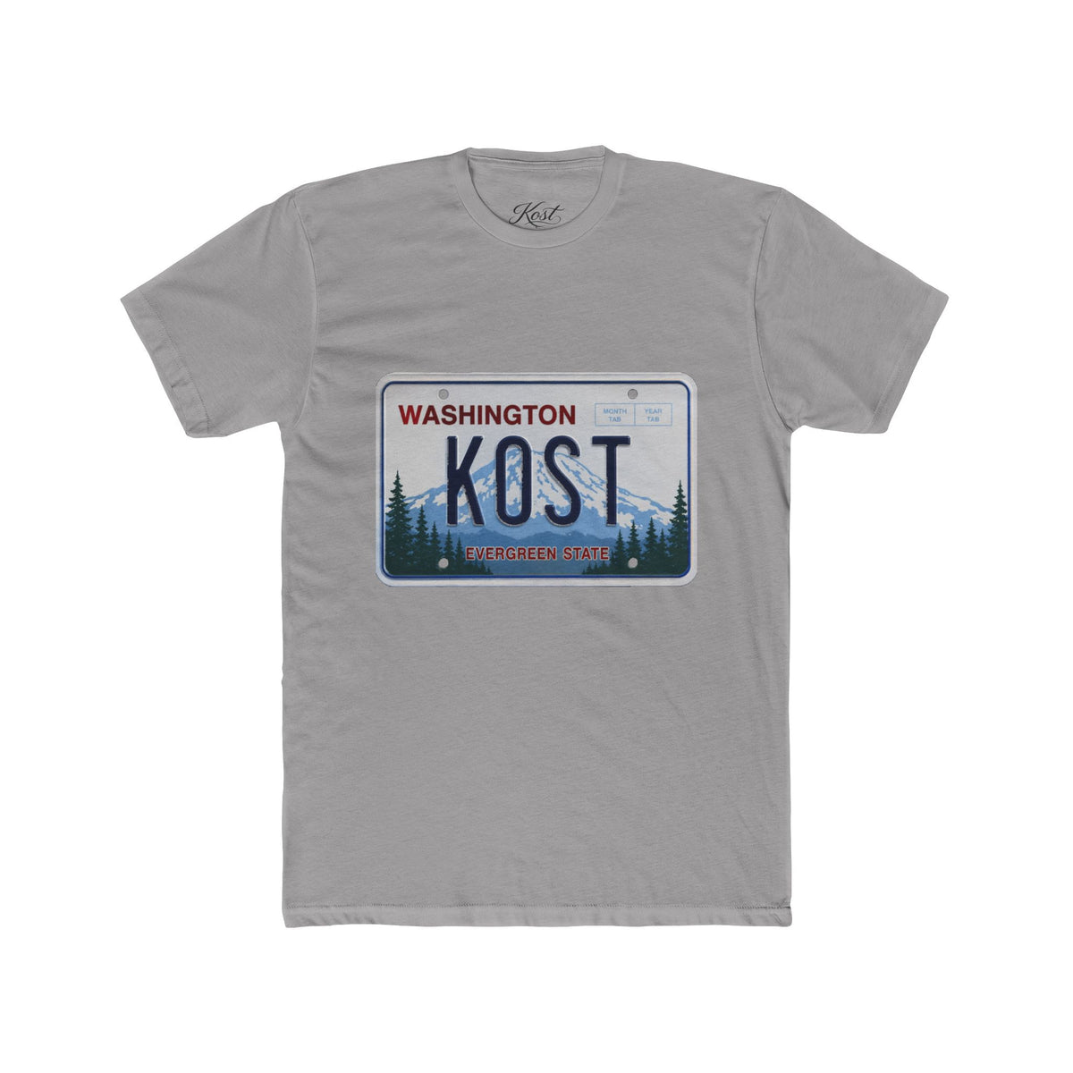 Washington License Plate Tee — 'KOST' Mountain Forest Graphic Shirt